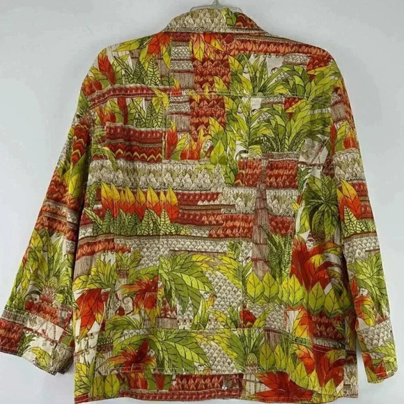 Chicos Jacket Tropical Jungle Size 3 - Picture 2 of 3